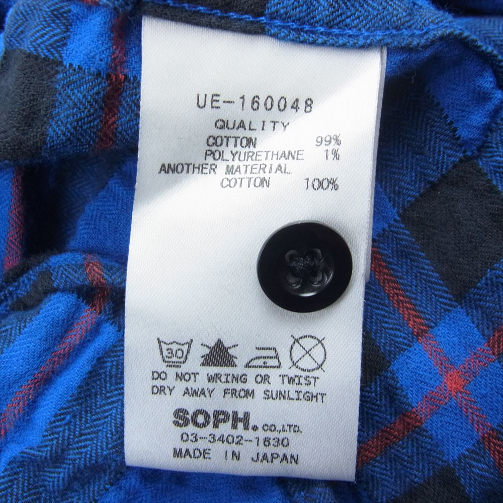 uniform experiment ユニフォームエクスペリメント UE-160048 チェック柄 フーデット シャツ  ブルー系 2【中古】