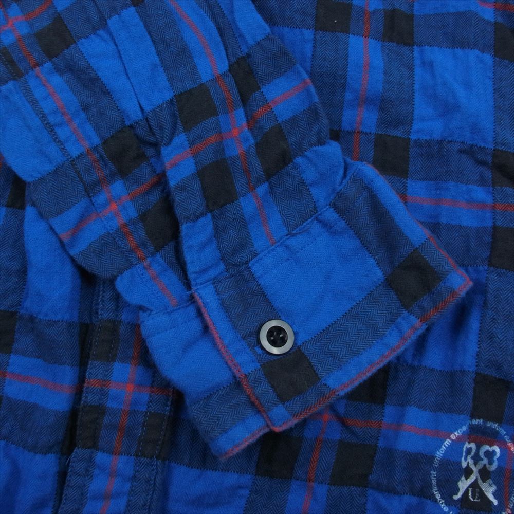 uniform experiment ユニフォームエクスペリメント UE-160048 チェック柄 フーデット シャツ  ブルー系 2【中古】