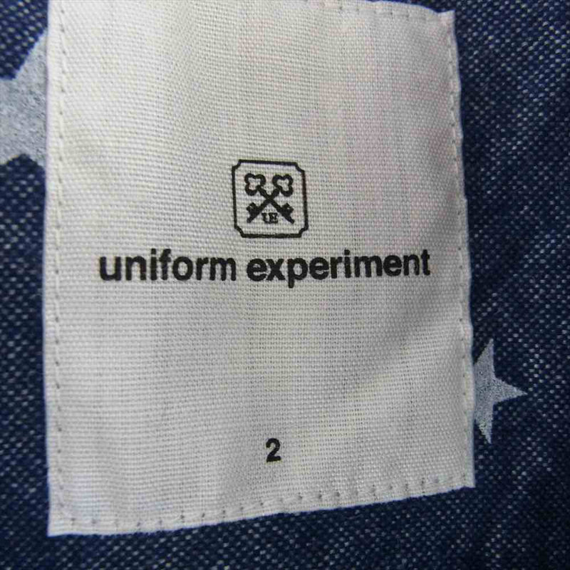 uniform experiment ユニフォームエクスペリメント UE-145028 STAR PRINT FLANNEL B.D SHIRT スター柄 ボタンダウン フランネル シャツ インディゴブルー系 2【中古】