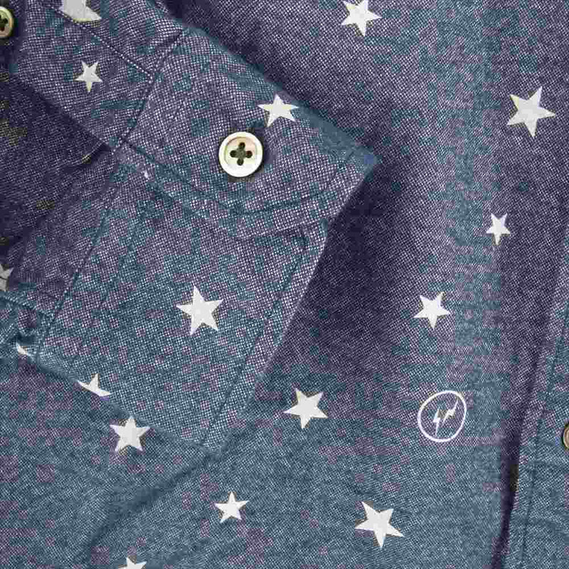 uniform experiment ユニフォームエクスペリメント UE-145028 STAR PRINT FLANNEL B.D SHIRT スター柄 ボタンダウン フランネル シャツ インディゴブルー系 2【中古】