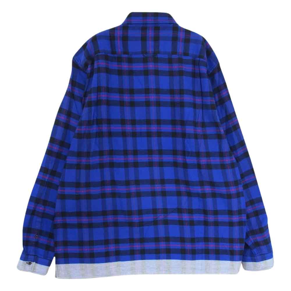 uniform experiment ユニフォームエクスペリメント UE-212035 LINE FLANNEL BIG REGULAR COLLAR SHIRT ライン フランネル ビッグ レギュラーカラー 長袖シャツ ブルー系 2【中古】