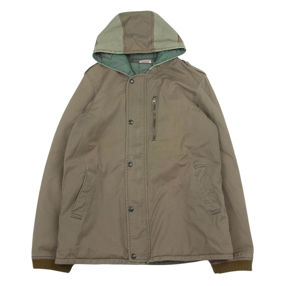 HOLLYWOOD RANCH MARKET ハリウッドランチマーケット H.R.MARKET HBT 中綿 JKT ヘリンボーン ダック コットン フーデッド ジャケット ベージュ系 3【中古】