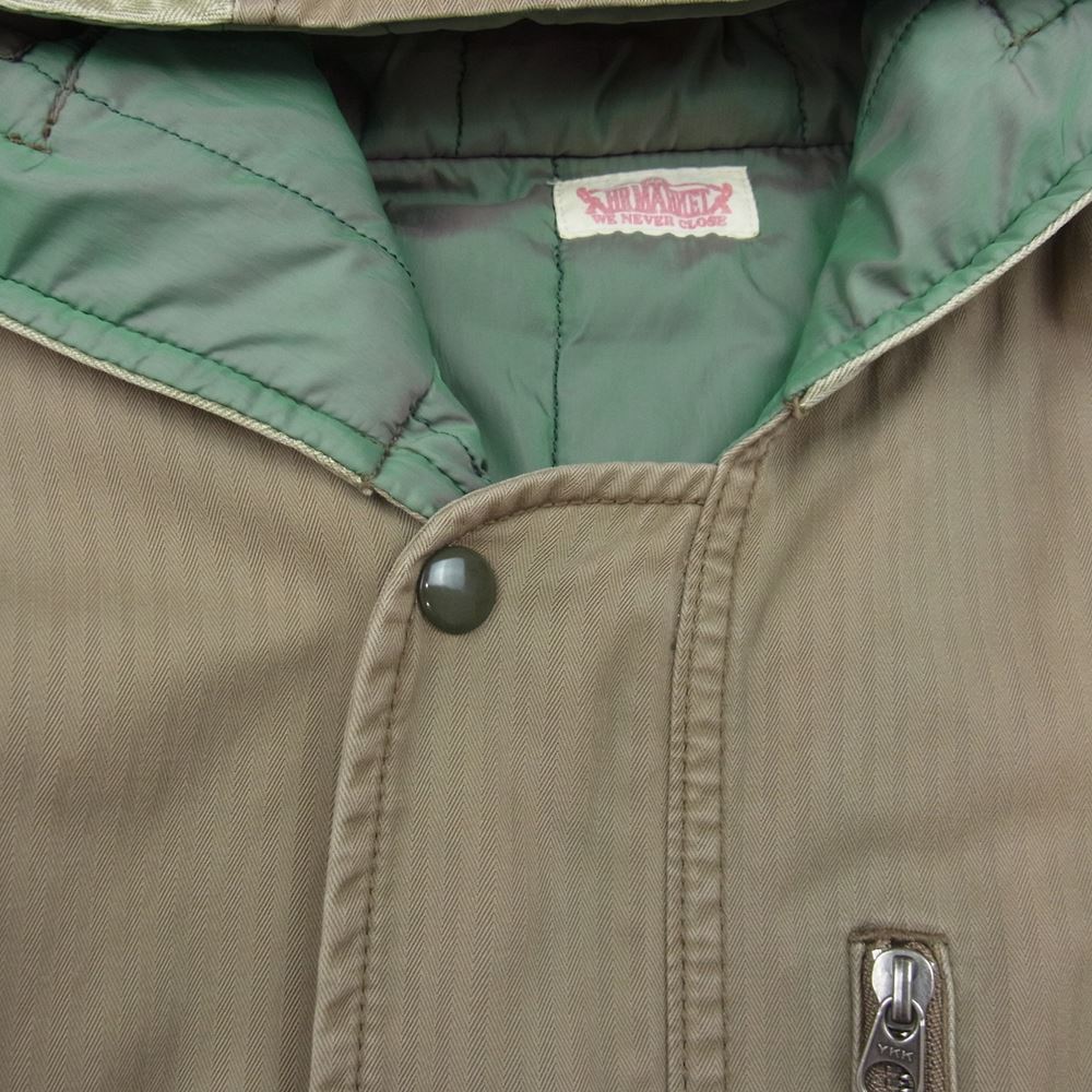 HOLLYWOOD RANCH MARKET ハリウッドランチマーケット H.R.MARKET HBT 中綿 JKT ヘリンボーン ダック コットン フーデッド ジャケット ベージュ系 3【中古】
