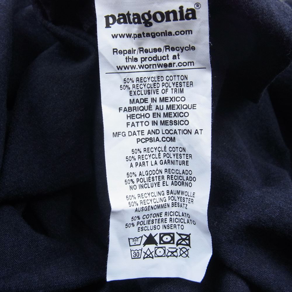 patagonia パタゴニア バックプリント ロゴ プリント 長袖 Tシャツ ネイビー系 L【中古】