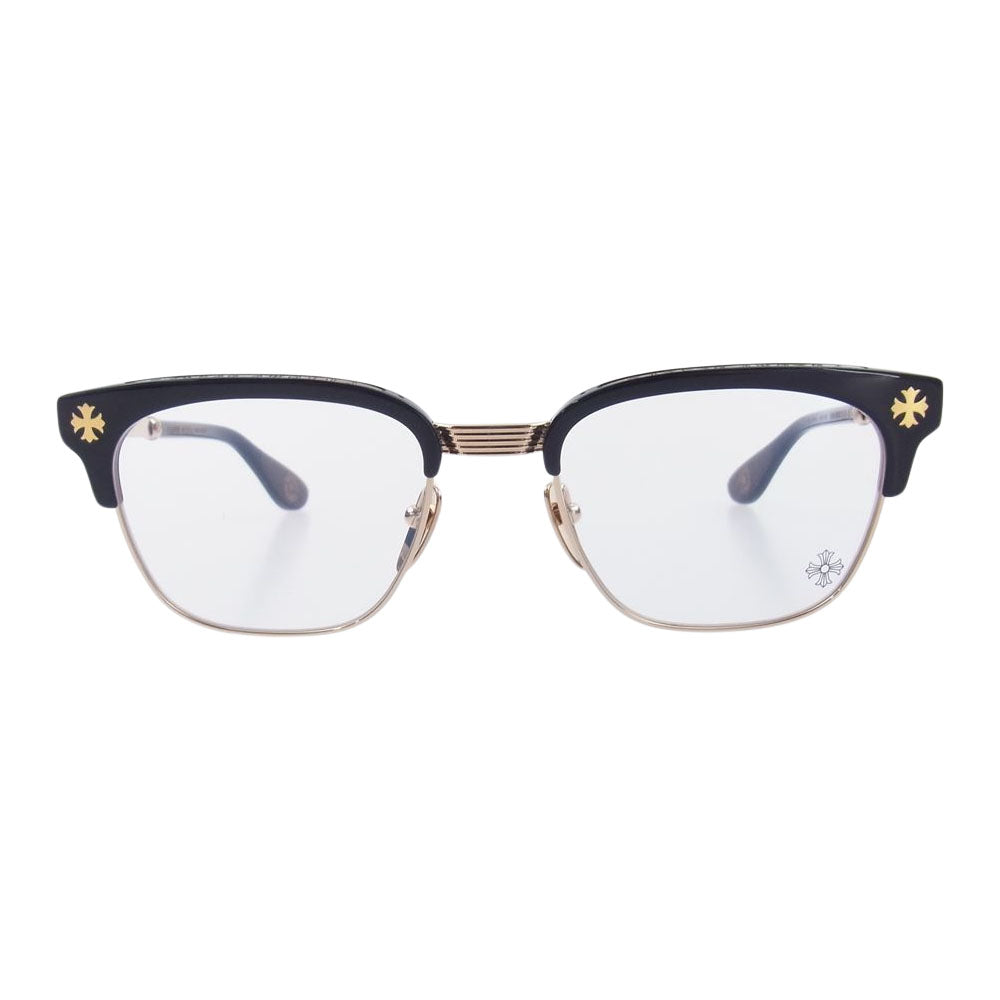 CHROME HEARTS クロムハーツ（原本無） BONENNOISSEUR II テンプルCHクロス ハーフリム 眼鏡 サングラス アイウェアケース＆眼鏡拭き付属 ブラック系【中古】