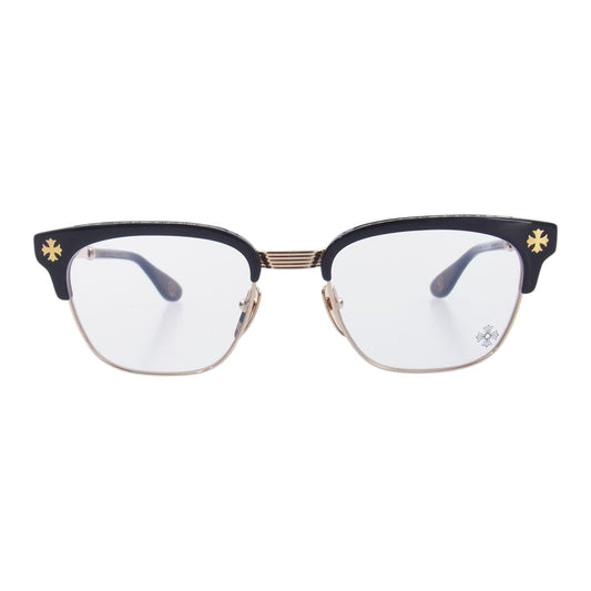 CHROME HEARTS クロムハーツ（原本無） BONENNOISSEUR II テンプルCHクロス ハーフリム 眼鏡 サングラス アイウェアケース＆眼鏡拭き付属 ブラック系【中古】