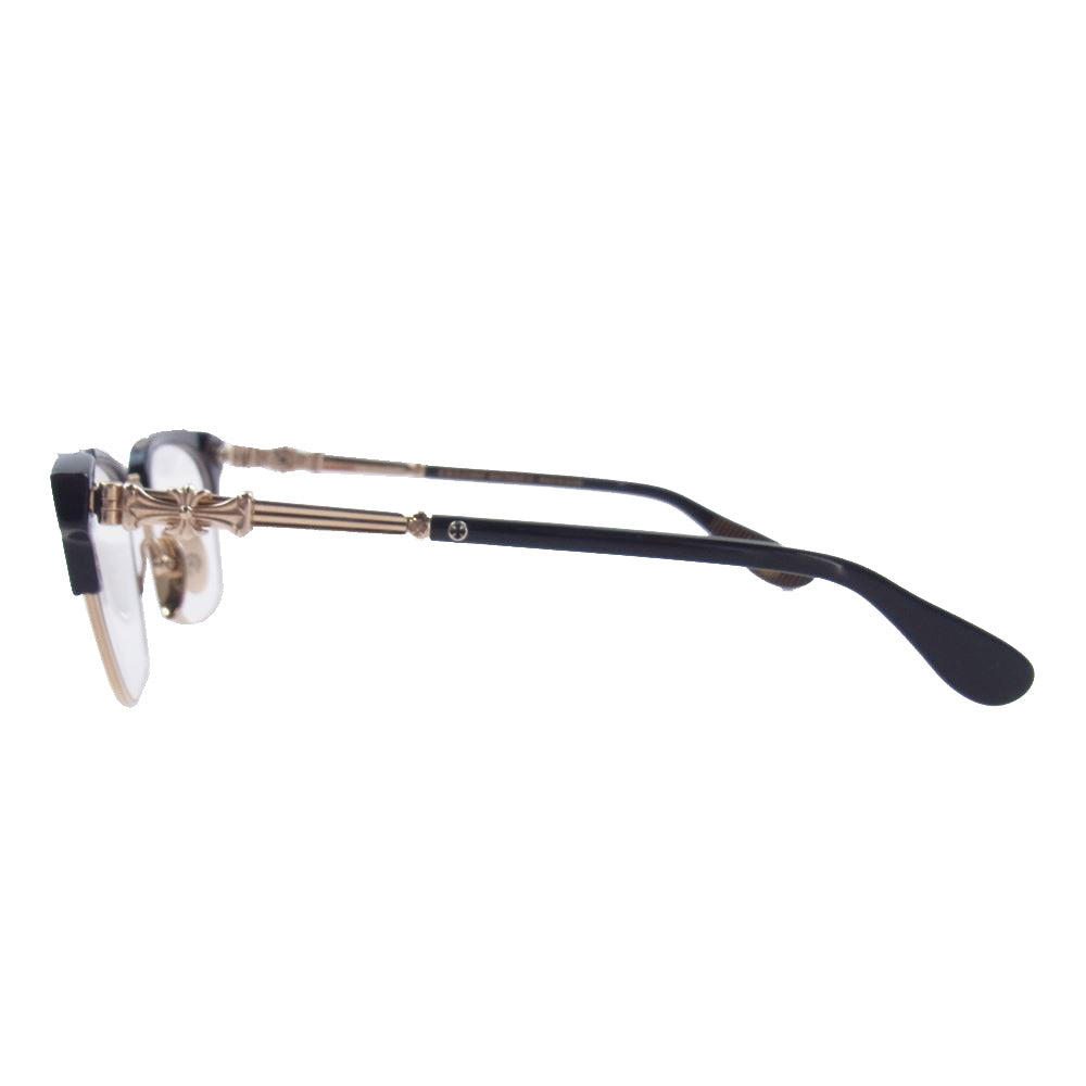 CHROME HEARTS クロムハーツ（原本無） BONENNOISSEUR II テンプルCHクロス ハーフリム 眼鏡 サングラス アイウェアケース＆眼鏡拭き付属 ブラック系【中古】