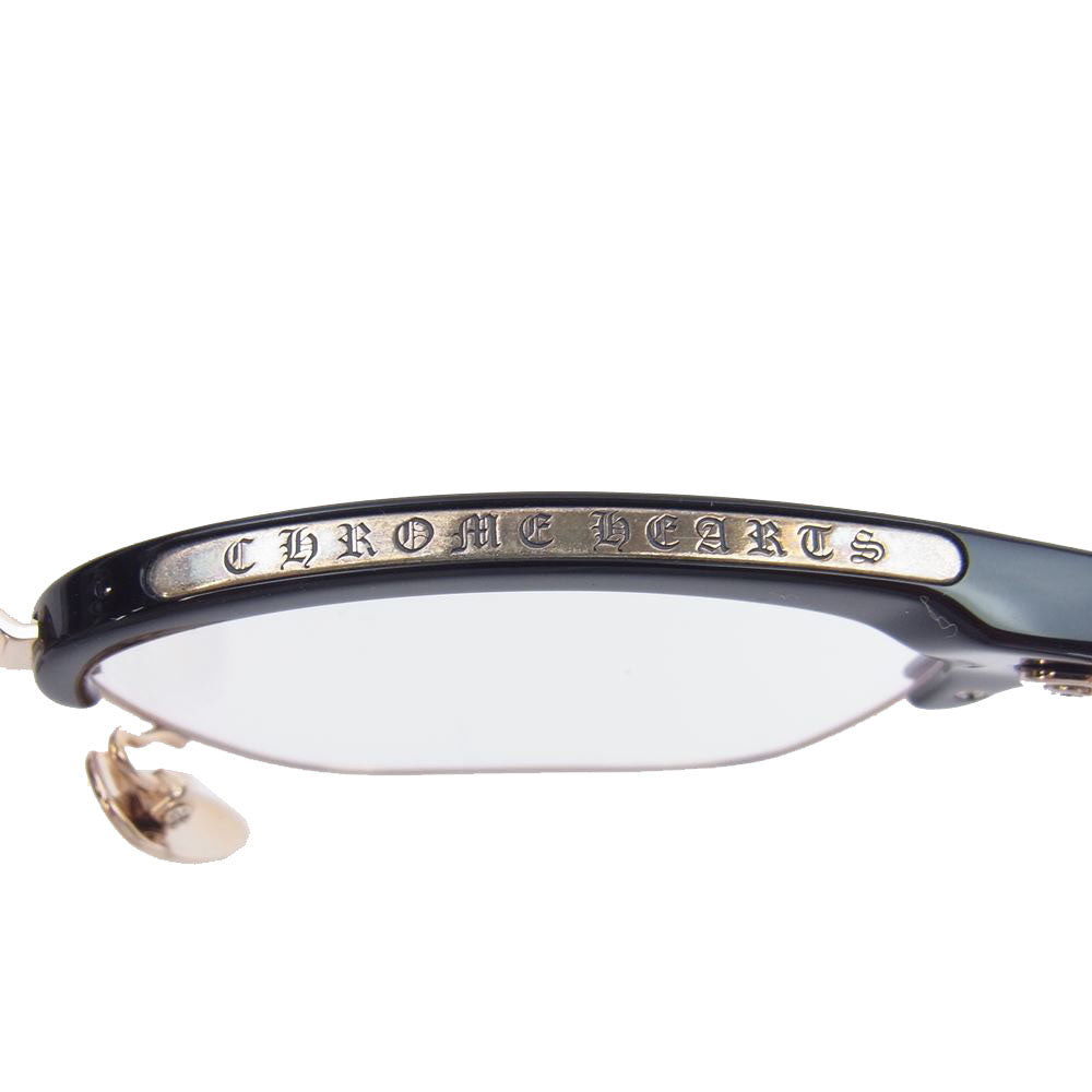 CHROME HEARTS クロムハーツ（原本無） BONENNOISSEUR II テンプルCHクロス ハーフリム 眼鏡 サングラス アイウェアケース＆眼鏡拭き付属 ブラック系【中古】