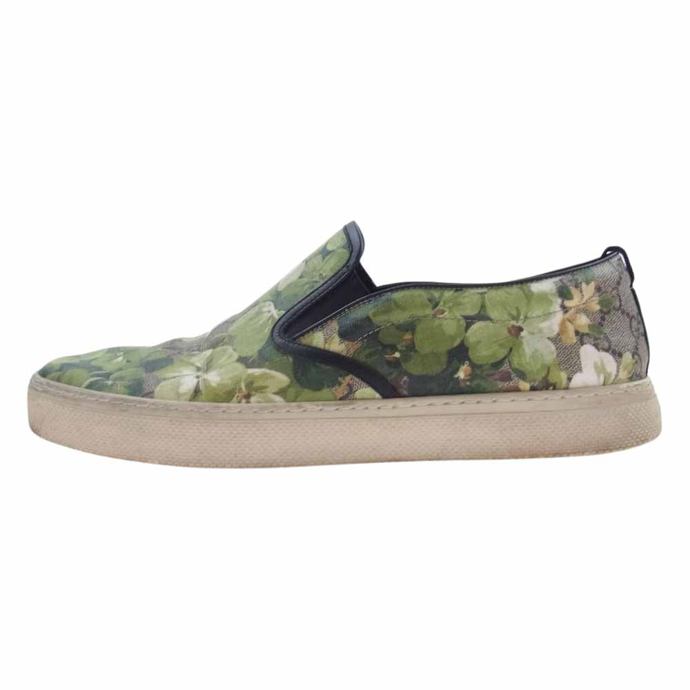 GUCCI グッチ 407362 GGスプリーム フラワー 花柄 スリッポン スニーカー グリーン系 10【中古】