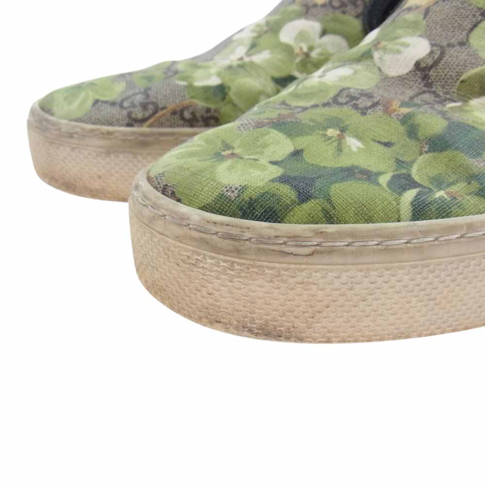 GUCCI グッチ 407362 GGスプリーム フラワー 花柄 スリッポン スニーカー グリーン系 10【中古】