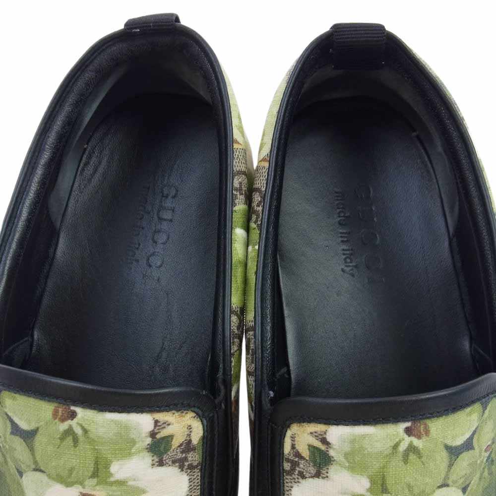 GUCCI グッチ 407362 GGスプリーム フラワー 花柄 スリッポン スニーカー グリーン系 10【中古】