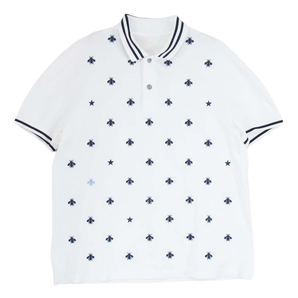 GUCCI グッチ 431039 ビー 刺繍 ポロ シャツ 半袖 ホワイト系 XL【中古】