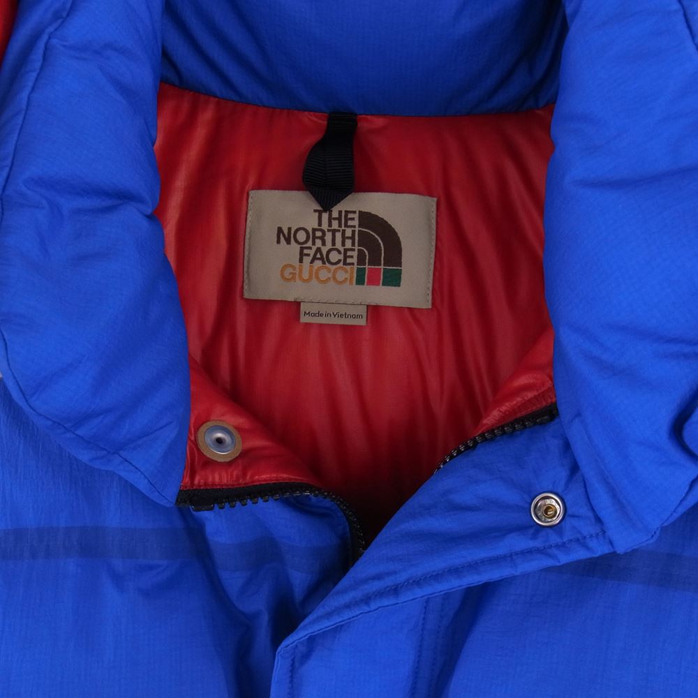 GUCCI グッチ × THE NORTH FACE ノースフェイス 21AW 663753 フーデッド ダウンジャケット ブルー系 レッド系 L【中古】