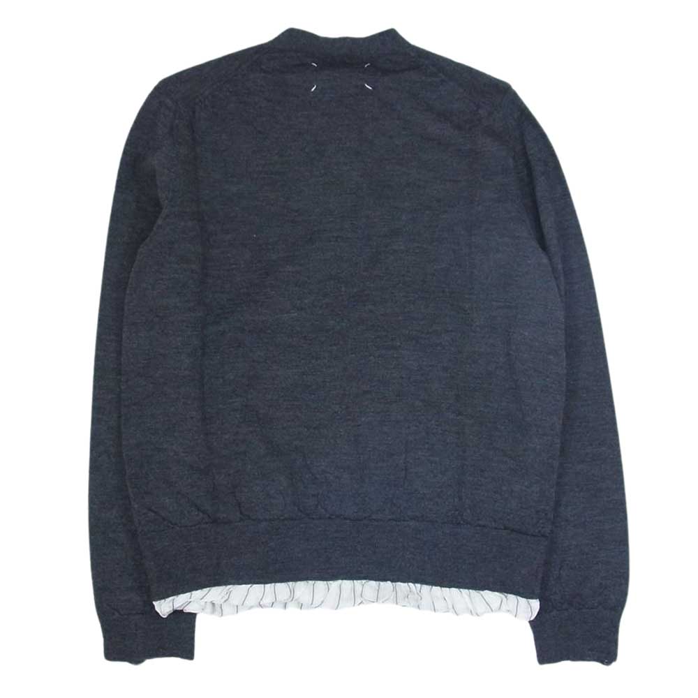 MAISON MARGIELA メゾンマルジェラ 22AW SI1HA0006 ④⑭ライン デストロイ加工 レイヤード Vネック カーディガン ダークグレー系 XL【新古品】【未使用】【中古】