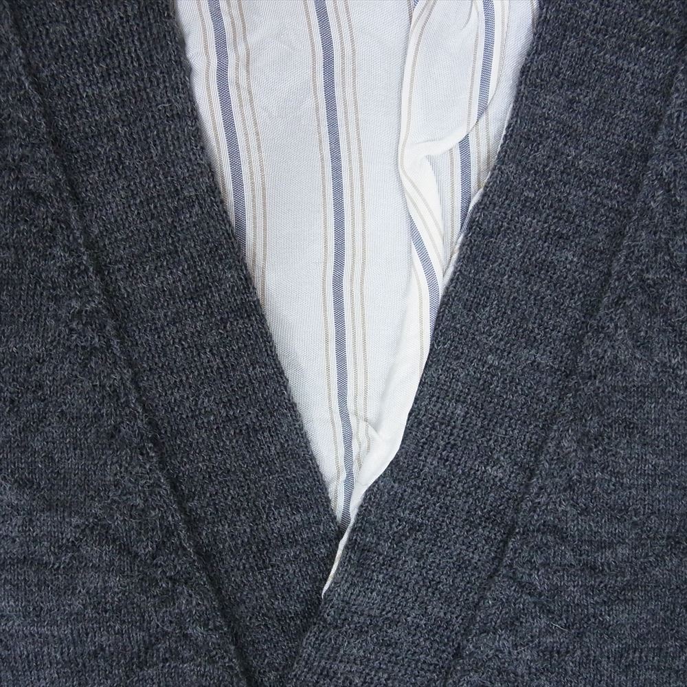 MAISON MARGIELA メゾンマルジェラ 22AW SI1HA0006 ④⑭ライン デストロイ加工 レイヤード Vネック カーディガン ダークグレー系 XL【新古品】【未使用】【中古】