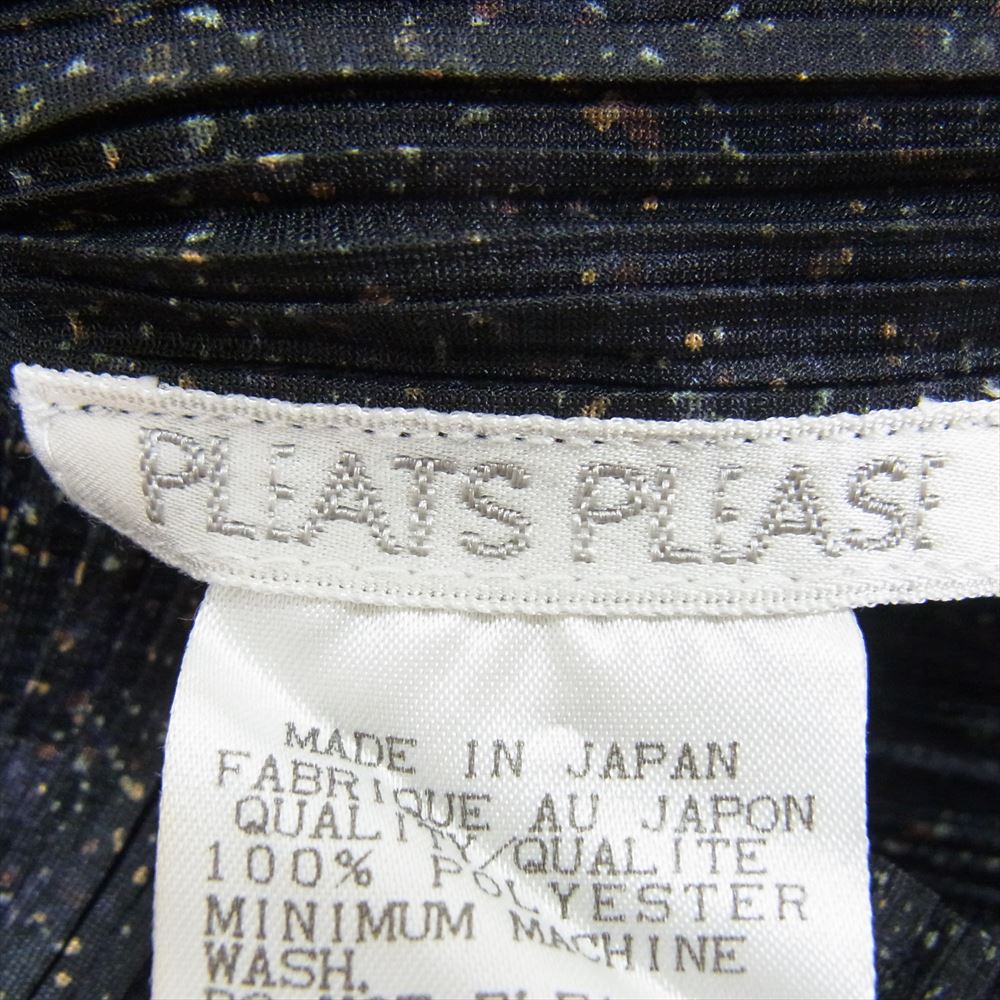 PLEATS PLEASE プリーツプリーズ イッセイミヤケ  PP92-JK042 プリーツ加工 総柄 シャツ ブラウス 半袖 ブラック系 3【中古】