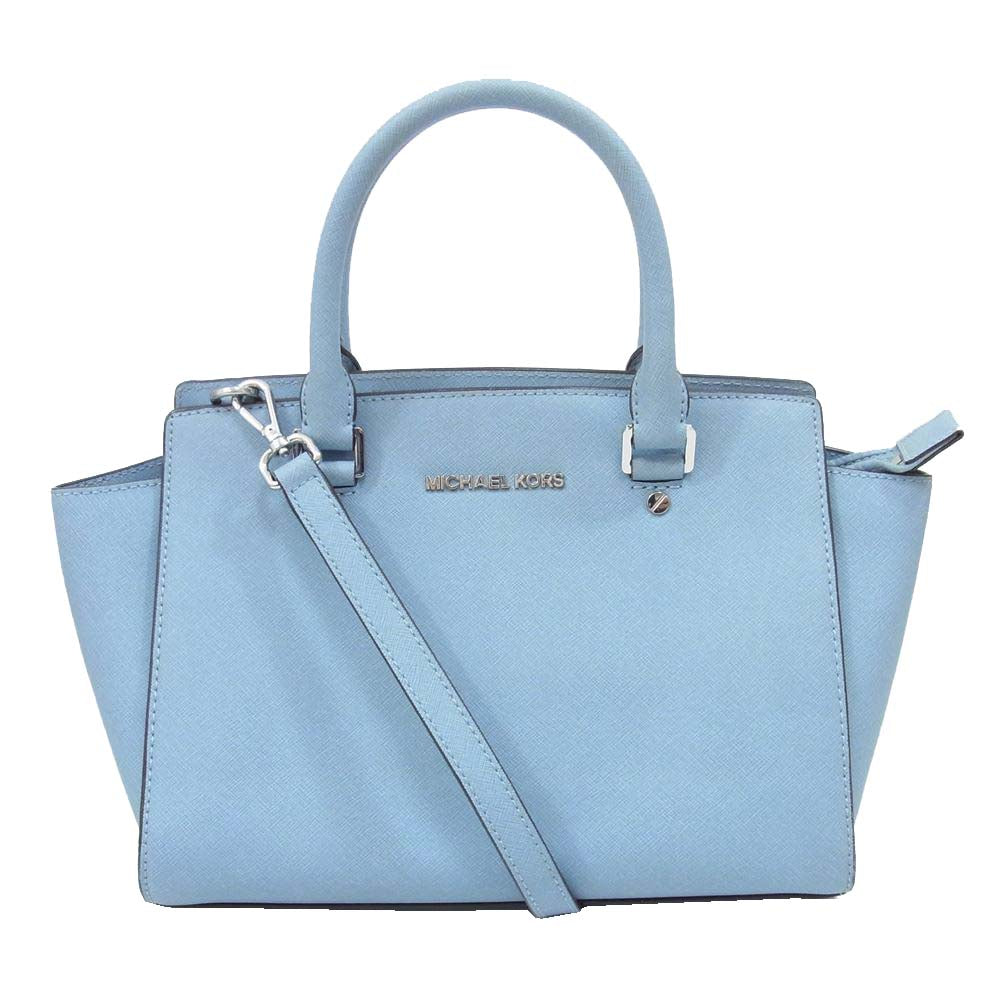 Michael Kors マイケルコース Selma Large Saffiano Sky Blue　レザー ショルダー バッグ ライトブルー系【中古】