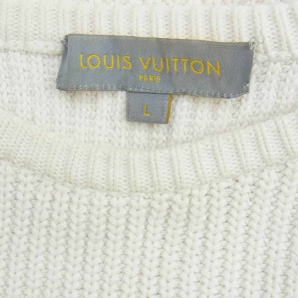LOUIS VUITTON ルイ・ヴィトン 国内正規品 コットン クルーネック ニット ホワイト系 L【中古】