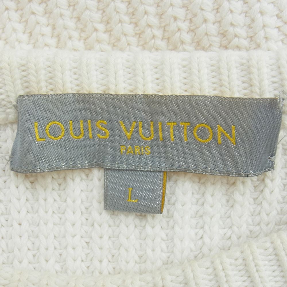 LOUIS VUITTON ルイ・ヴィトン 国内正規品 コットン クルーネック ニット ホワイト系 L【中古】