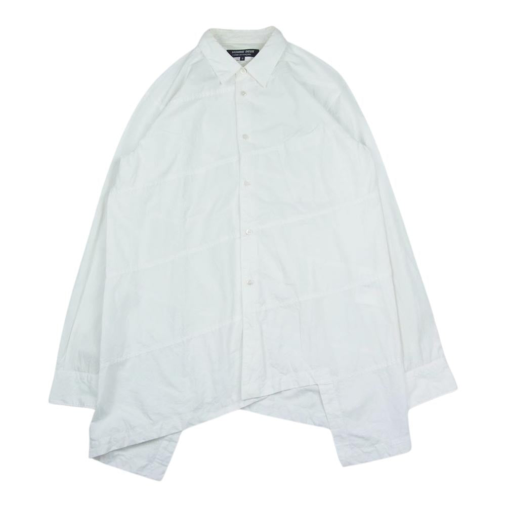 COMME des GARCONS HOMME DEUX コムデギャルソンオムドゥ AD2020 DG-B035 捻れパッチワーク 長袖 シャツ ホワイト系 M【中古】
