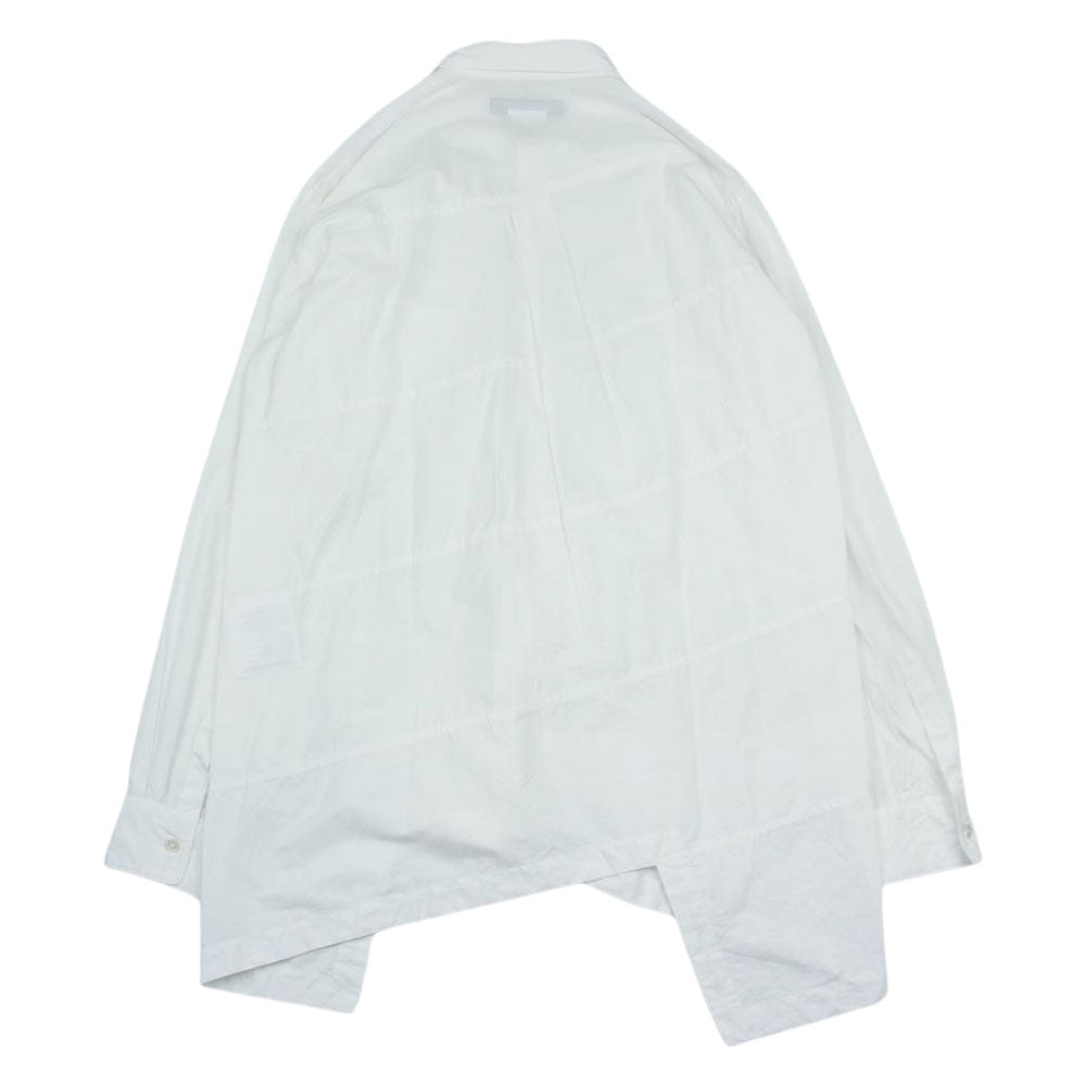COMME des GARCONS HOMME DEUX コムデギャルソンオムドゥ AD2020 DG-B035 捻れパッチワーク 長袖 シャツ ホワイト系 M【中古】