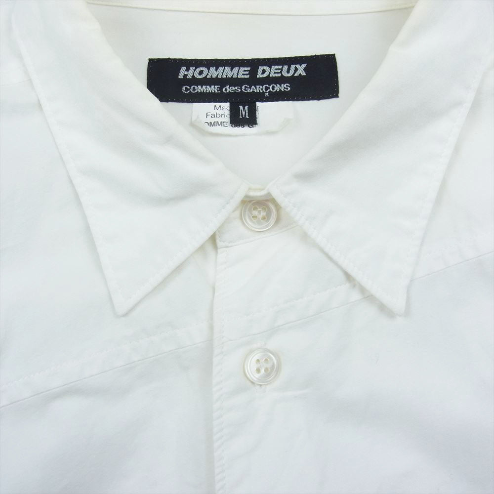 COMME des GARCONS HOMME DEUX コムデギャルソンオムドゥ AD2020 DG-B035 捻れパッチワーク 長袖 シャツ ホワイト系 M【中古】