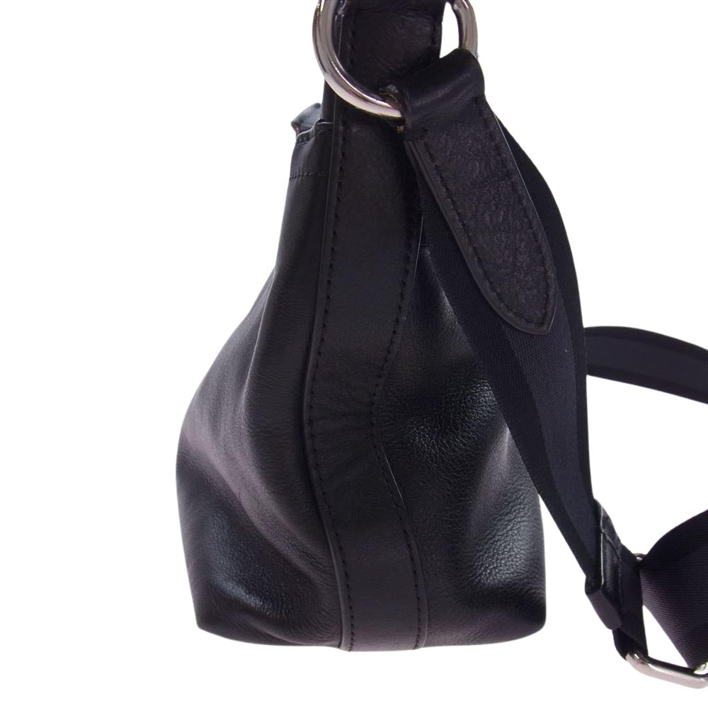 COACH コーチ レザー ショルダーバッグ ブラック系【中古】
