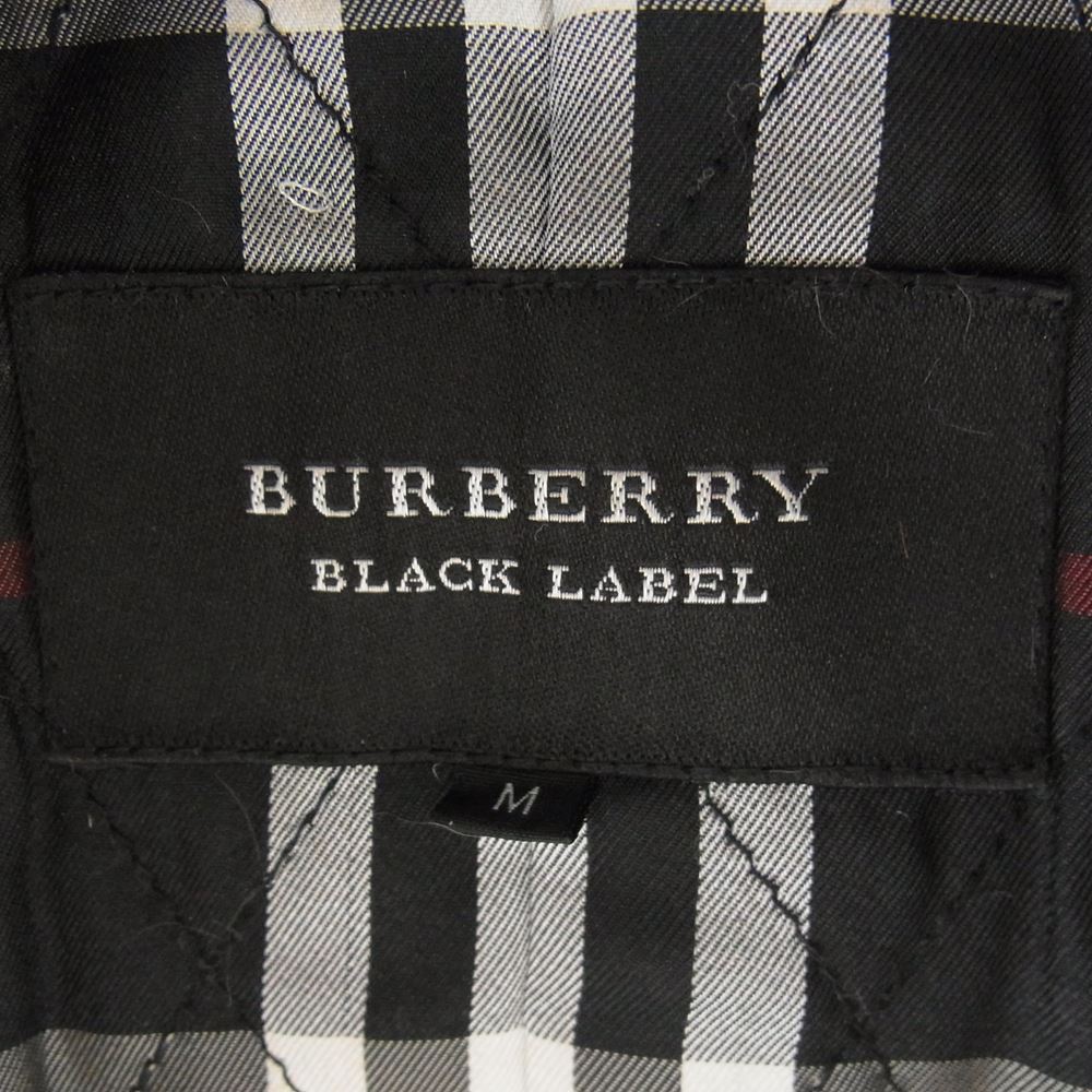 BURBERRY BLACK LABEL バーバリーブラックレーベル BMP50-723-09 襟着脱式ラビットファー 羊革 裏地チェック 中綿 レザージャケット ブラック系 M【中古】