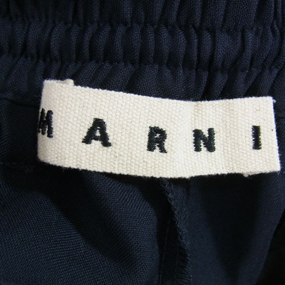 MARNI マルニ 国内正規品 トロピカル ウール テーパード イージー パンツ ネイビー系 46【中古】