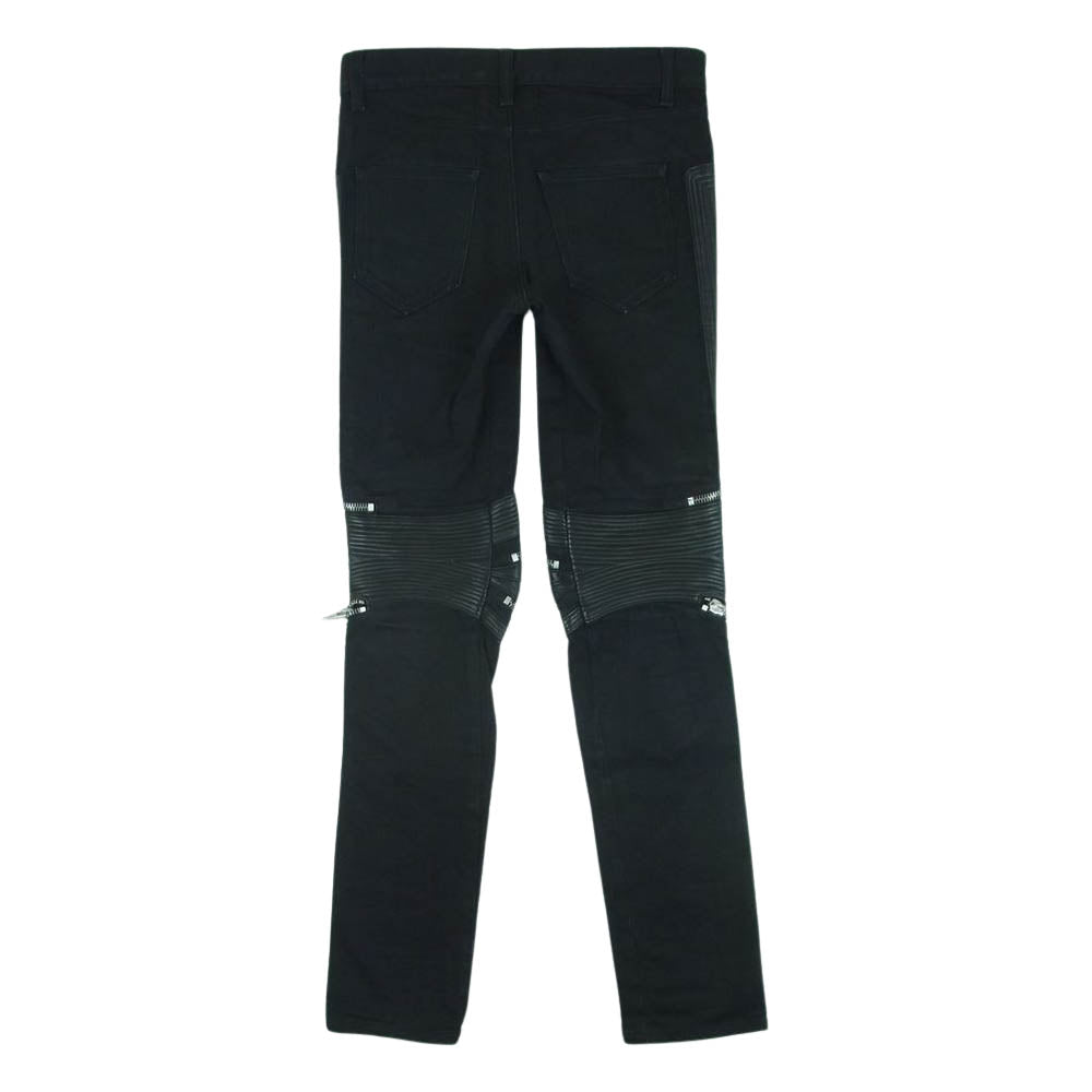 SAINT LAURENT サンローラン 330285 Y859F エディ期 レザー切替 マルチジップ バイカー デニム パンツ ブラック系 28【中古】