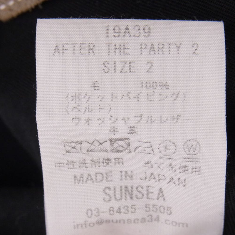 SUNSEA サンシー 19AW 19A39 AFTER THE PARTY 2 アフター パーティー