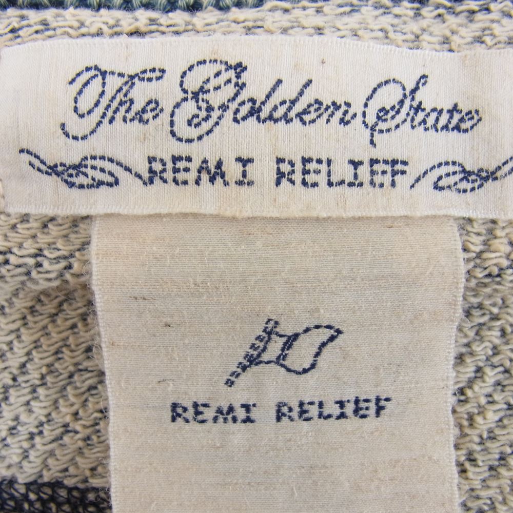 REMI RELIEF レミレリーフ インディゴ裏毛 ZIPカーディガン インディゴブルー系 M【中古】