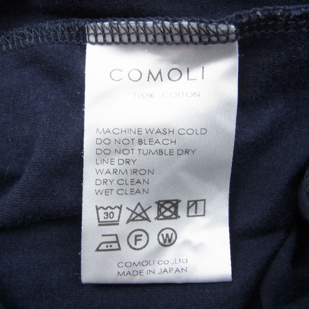 COMOLI コモリ 17SS K01-05001 コットン天竺 長袖クルー ロングスリーブ 長袖 Tシャツ ロンT ネイビー系 3【中古】