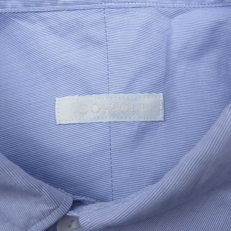 COMOLI コモリ 20AW S03-02003 コットンポプリンシャツ SAX ストライプ