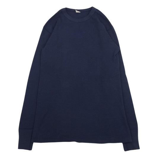 WAREHOUSE ウエアハウス Lot 5903 4本針クルーネック ワッフル 長袖Tシャツ サーマルカットソー ネイビー系 L【中古】