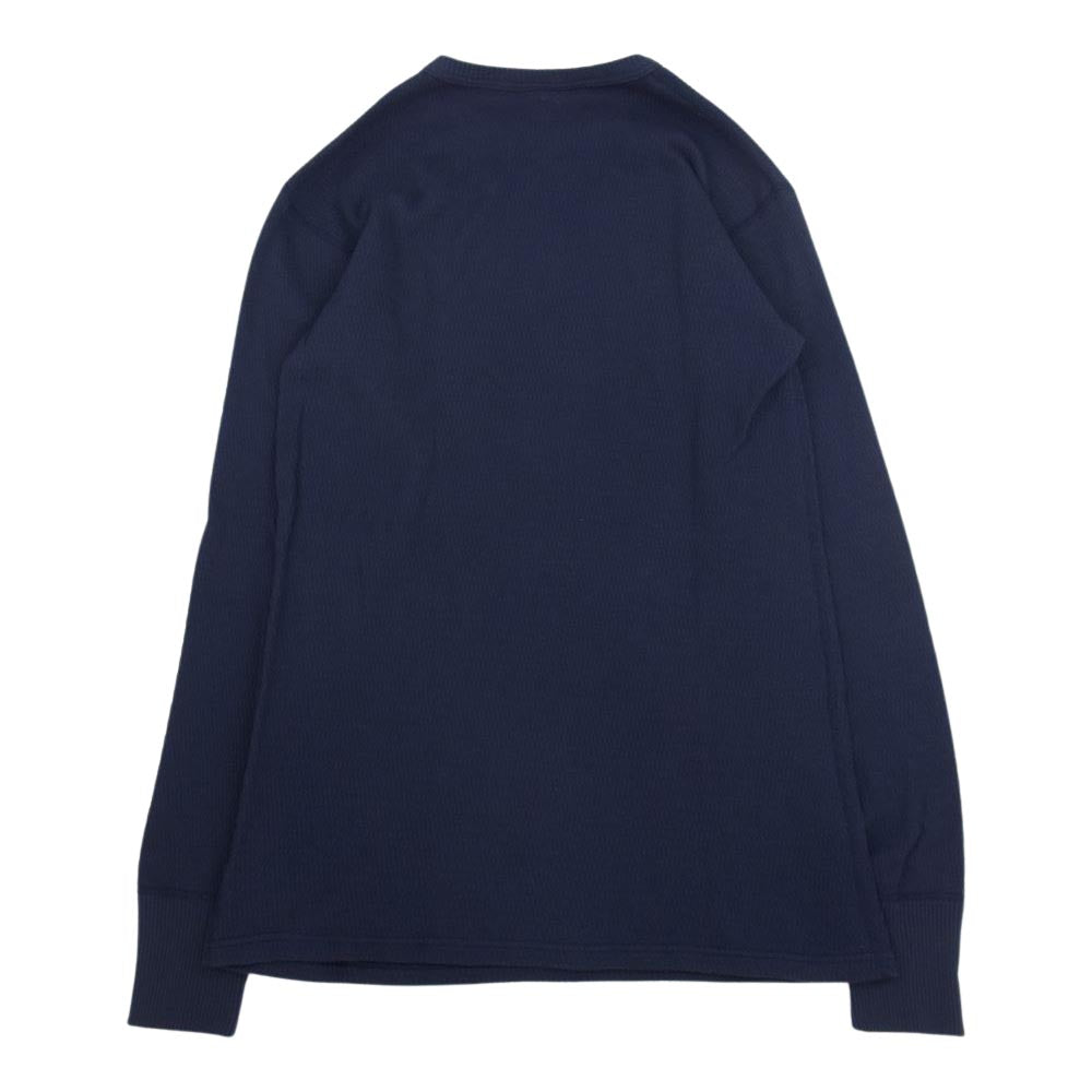 WAREHOUSE ウエアハウス Lot 5903 4本針クルーネック ワッフル 長袖Tシャツ サーマルカットソー ネイビー系 L【中古】