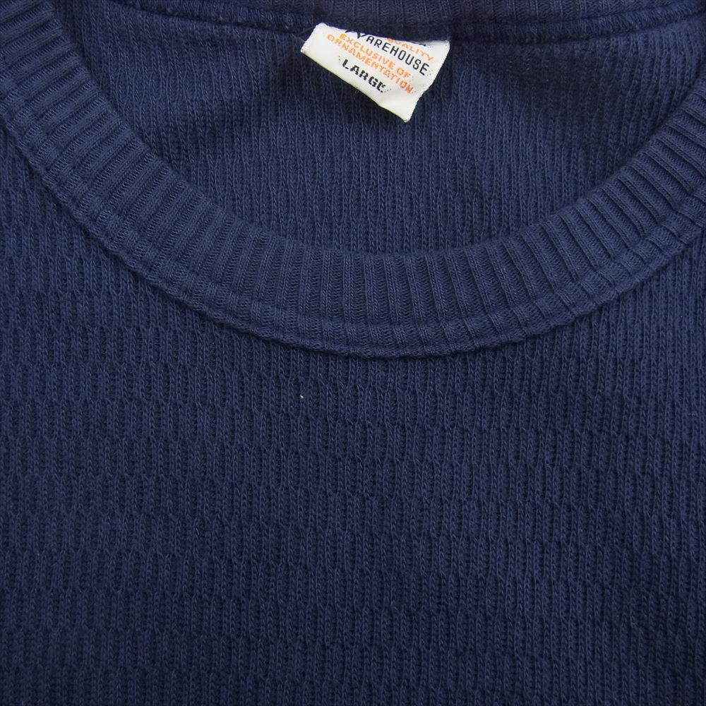 WAREHOUSE ウエアハウス Lot 5903 4本針クルーネック ワッフル 長袖Tシャツ サーマルカットソー ネイビー系 L【中古】