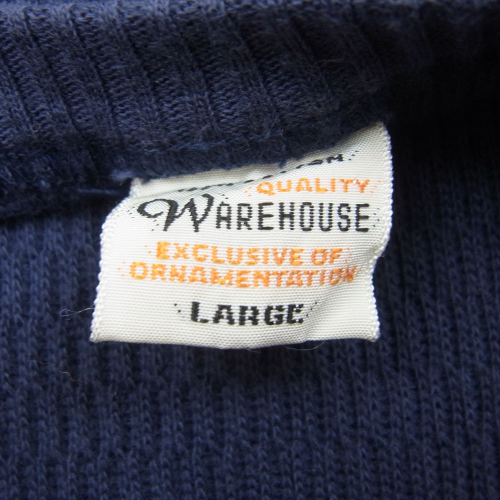 WAREHOUSE ウエアハウス Lot 5903 4本針クルーネック ワッフル 長袖Tシャツ サーマルカットソー ネイビー系 L【中古】