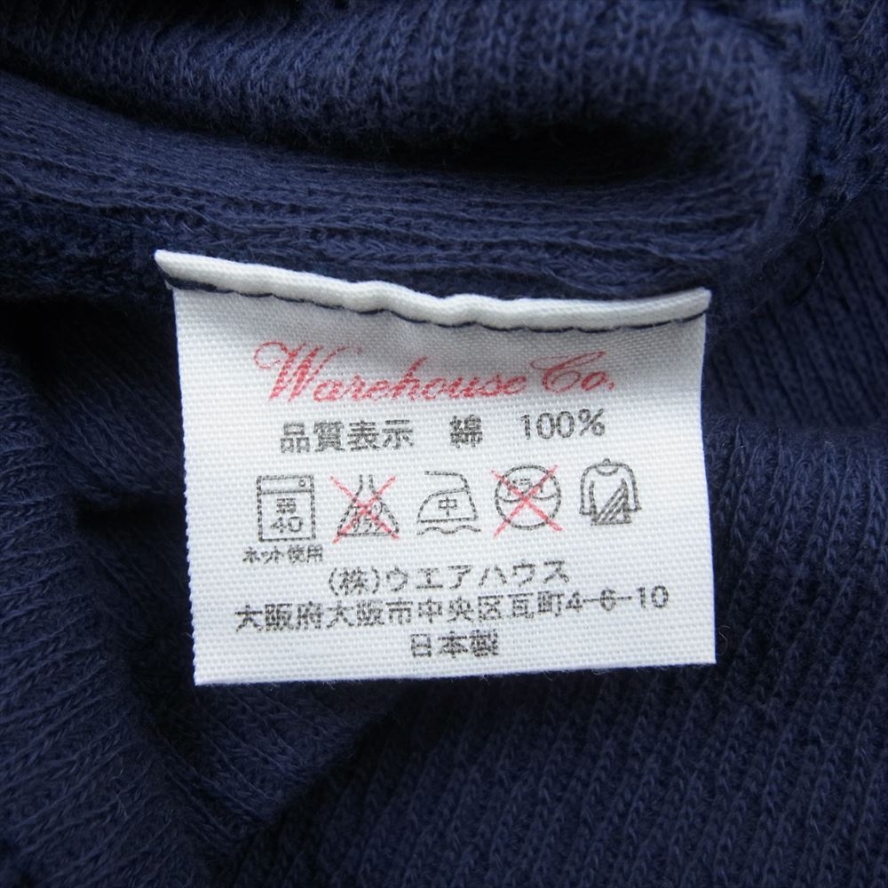 WAREHOUSE ウエアハウス Lot 5903 4本針クルーネック ワッフル 長袖Tシャツ サーマルカットソー ネイビー系 L【中古】