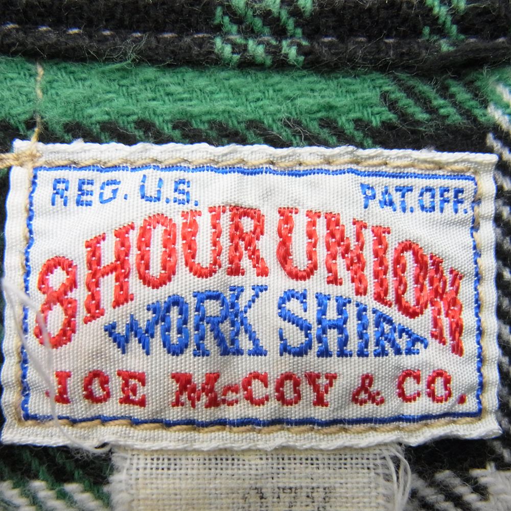 The REAL McCOY'S ザリアルマッコイズ JOE MCCOY 8HOUR UNION ジョーマッコイ LOT973 チェック ネルシャツ グリーン系 17【中古】