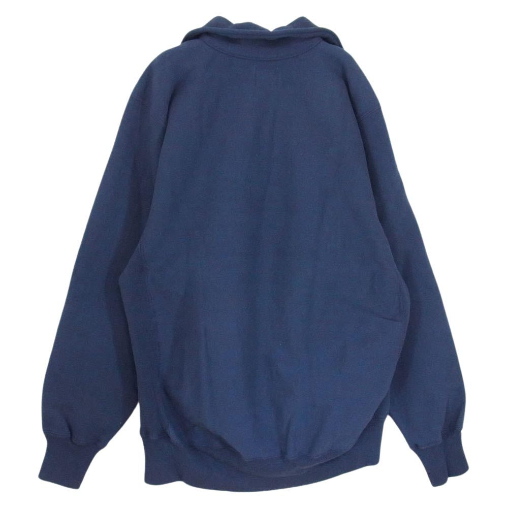 WAREHOUSE ウエアハウス Lot 485 USAFA 襟付ハーフジップ 裏起毛 ヘビーウェイト 脇リブ スウェット ネイビー系 L【中古】