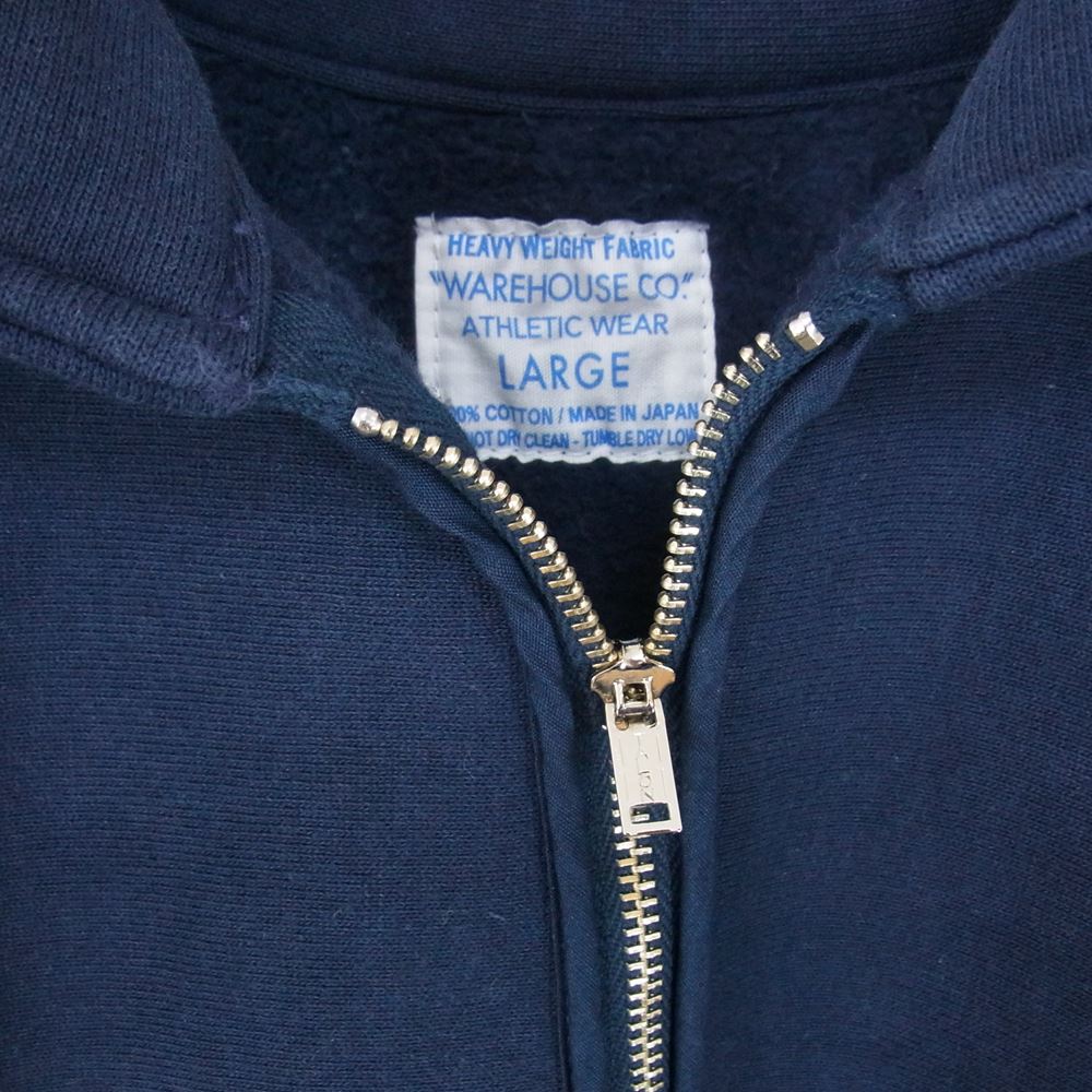 WAREHOUSE ウエアハウス Lot 485 USAFA 襟付ハーフジップ 裏起毛 ヘビーウェイト 脇リブ スウェット ネイビー系 L【中古】