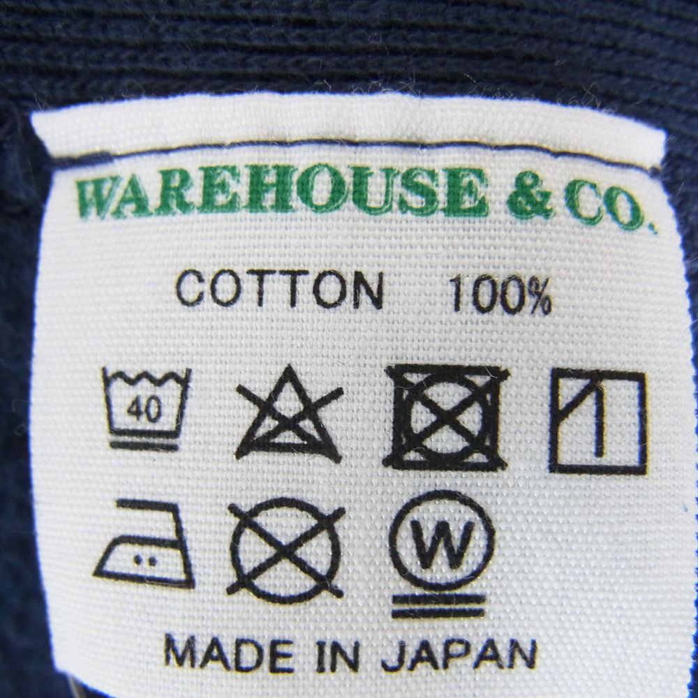 WAREHOUSE ウエアハウス Lot 485 USAFA 襟付ハーフジップ 裏起毛 ヘビーウェイト 脇リブ スウェット ネイビー系 L【中古】
