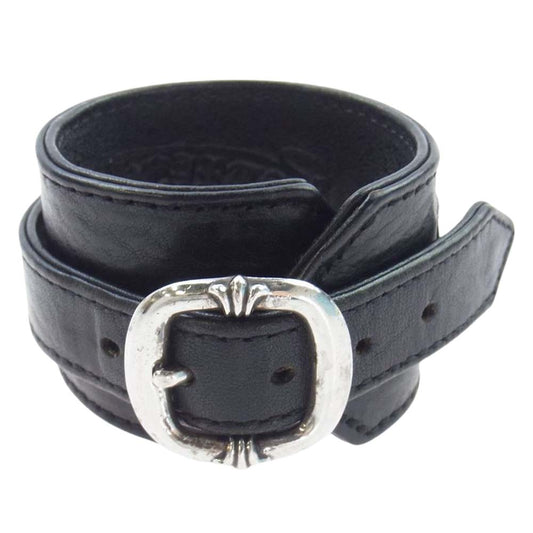 CHROME HEARTS クロムハーツ（原本無） RR TINY BUCKLE ロックンロール オールド レザーブレスレット ブラック系【中古】
