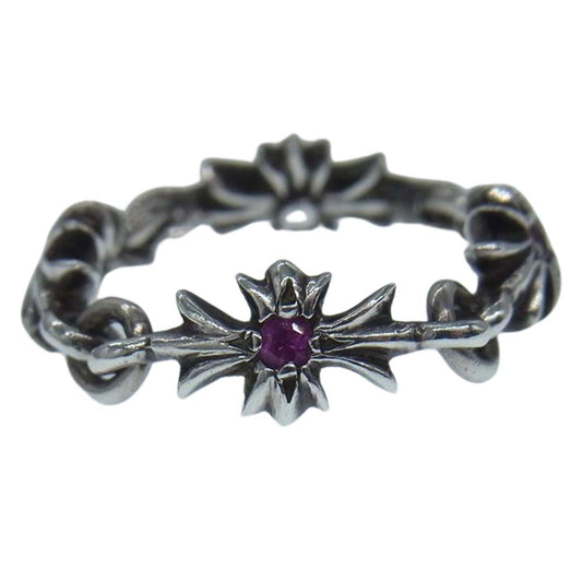CHROME HEARTS クロムハーツ（原本無） RING TNY E CH PLS タイニーE CHプラス ルビー リング  シルバー系 9号【中古】