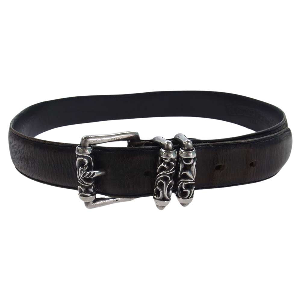 CHROME HEARTS クロムハーツ（原本無） BLT ROLLER2 ケルティック ローラー ダブルピン スクロール レザーベルト ブラック系 34【中古】