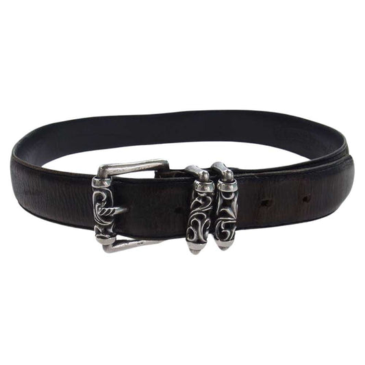 CHROME HEARTS クロムハーツ（原本無） BLT ROLLER2 ケルティック ローラー ダブルピン スクロール レザーベルト ブラック系 34【中古】
