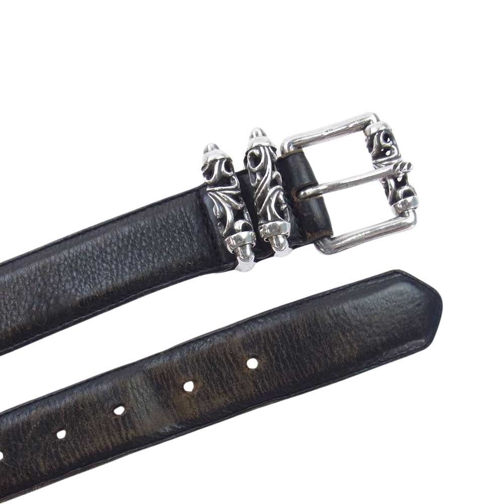 CHROME HEARTS クロムハーツ（原本無） BLT ROLLER2 ケルティック ローラー ダブルピン スクロール レザーベルト ブラック系 34【中古】