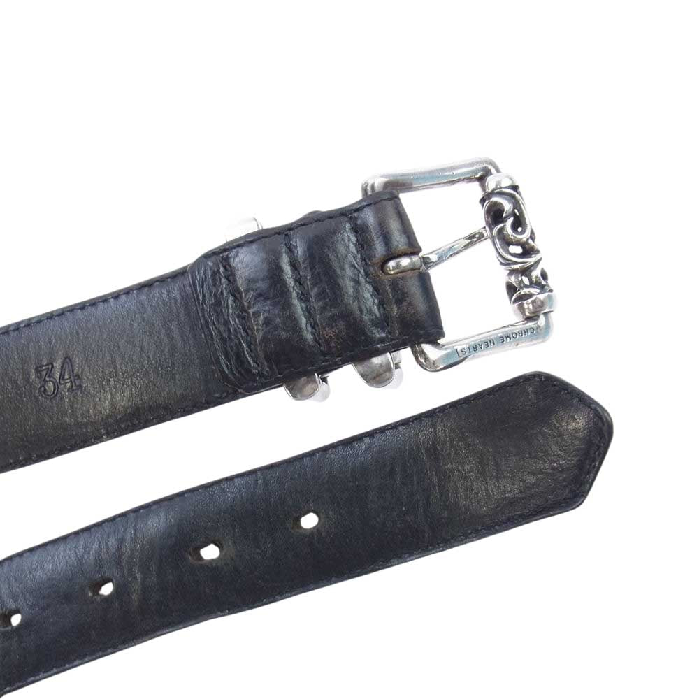 CHROME HEARTS クロムハーツ（原本無） BLT ROLLER2 ケルティック ローラー ダブルピン スクロール レザーベルト ブラック系 34【中古】