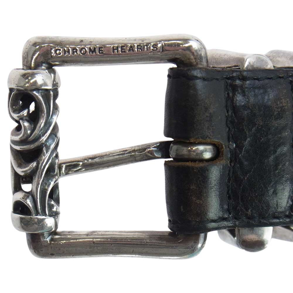 CHROME HEARTS クロムハーツ（原本無） BLT ROLLER2 ケルティック ローラー ダブルピン スクロール レザーベルト ブラック系 34【中古】